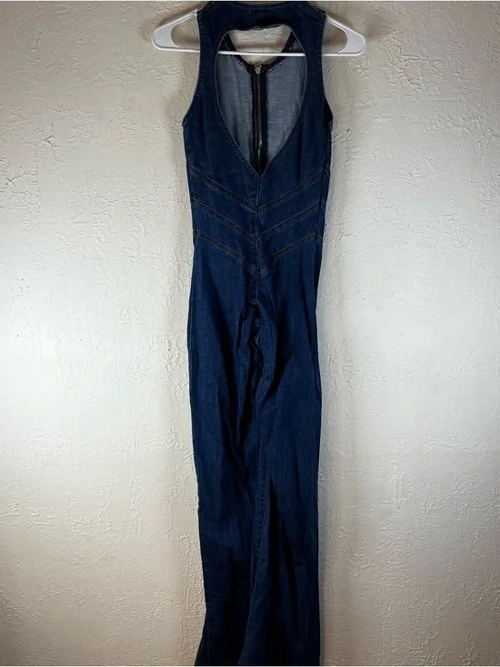 Revice Hollywood Heartthrob Retro Style Denim Flare Jumpsuit in Blue - Picture 11 of 15